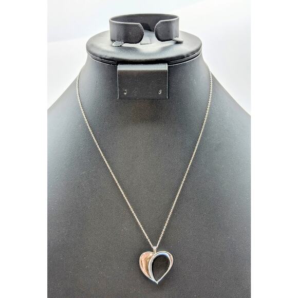 PAJ 925 Sterling Silver Large Open Heart Pendant 18" Necklace - Picture 1 of 7